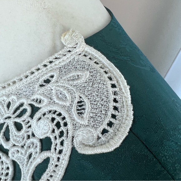 VINTAGE 80s Scott McClintock emerald holiday DRESS - Picture 4 of 12